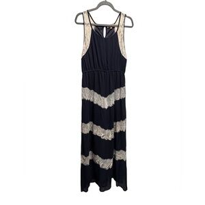 Double Zero Navy and Cream Maxi Dress